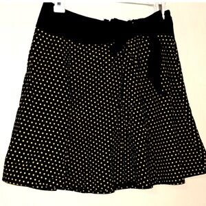 Beauty Fiend Black and Yellow Polka Dot A-Line Skirt, Swing Skirt